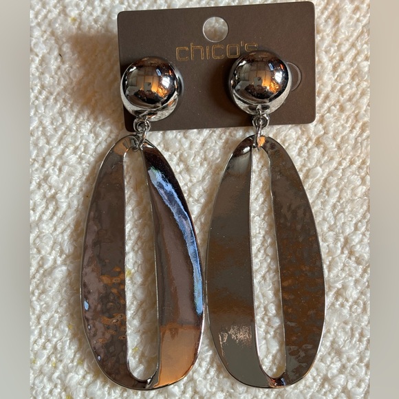 Chicos Silver Aiden Dangle Earrings Large size - Picture 2 of 5